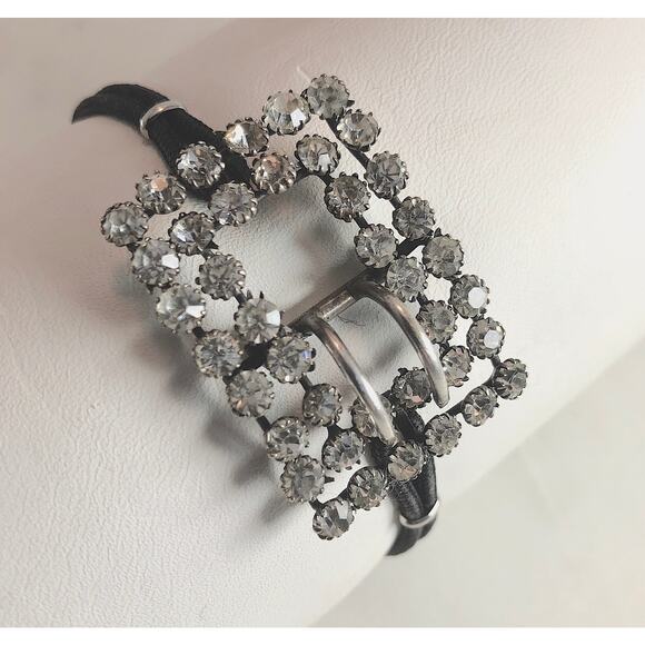Vintage Pendant Buckle Bracelet, Rhinestones, Vintage Style Watchband - Picture 3 of 5